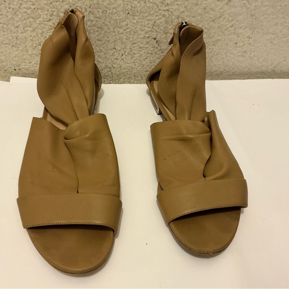 Casadei Tan Leather Twist Back-Zip Sandals size 40
